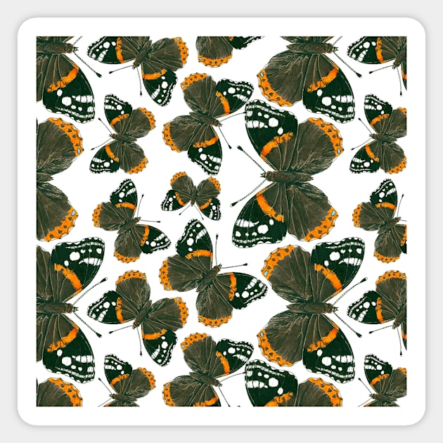 Red admiral butterfly  pattern Sticker by katerinamk